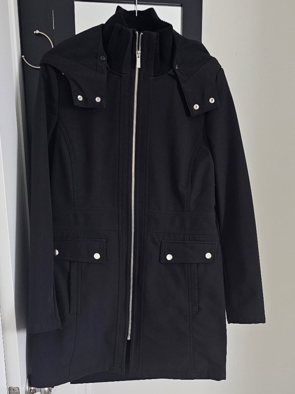 Siena Studio Black Hooded Softshell Coat Jacket